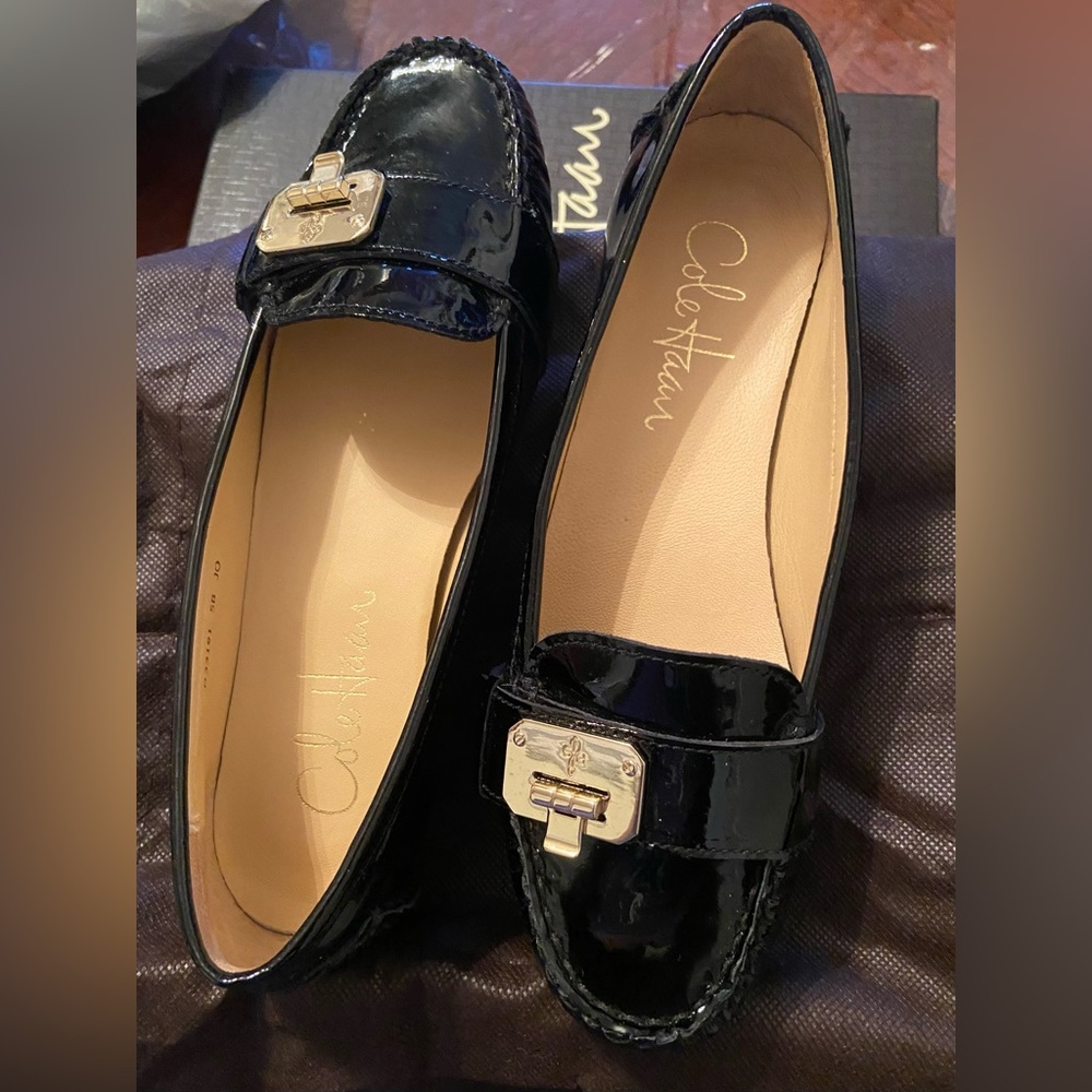 Cole Haan Nike Black Patent Leather Loafers